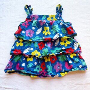 Hanna Andersson Girls Tiered Ruffle Floral Top 110 Cm / US 5 Multicolor Cotton